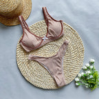 New High Waist Plaid Split Women's Swimsuit Swimsuit