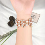 Pearl Diamond Leaf Smart Strap Watch Bracelet