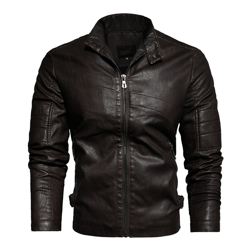 Middle-Aged And Elderly Fall Winter Men'S Leather Pu Jacket Jacket Slim Business Casual Men'S