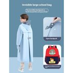Children's Raincoat Girls Boys Primary School Students School Belt Schoolbag Seat Middle And Big Children Full Body Poncho