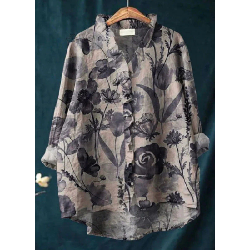 Loose Print Crew Neck Casual Plus Size Women's T-shirt