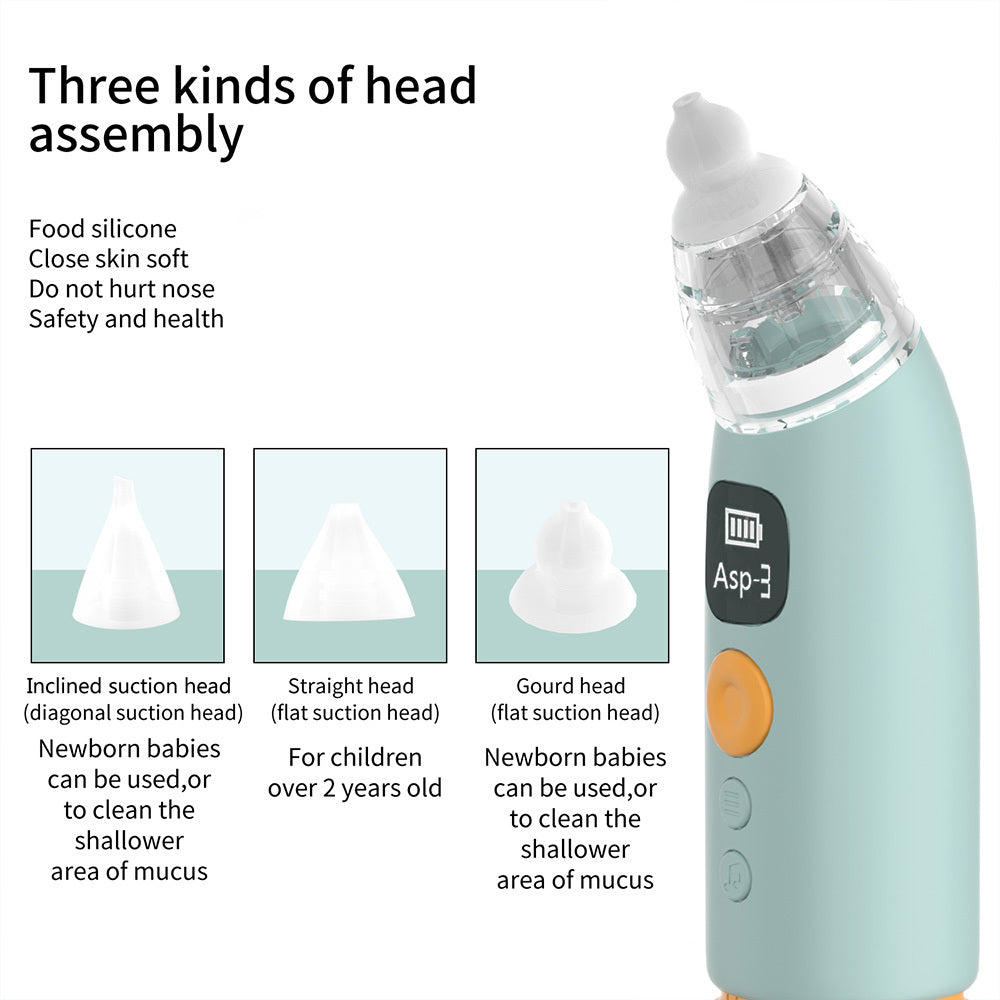 Electric Baby Nasal Aspirator Infants Nose Sucker 3 Suction Levels Low Noise Anti-backflow Nose Cleaner With 3pcs Silicone Tips