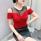 Fashion Hot Girl Sexy Off-shoulder T-shirt Women's Summer
