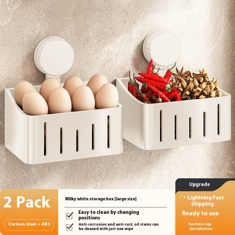 Onion, Ginger And Garlic Storage Box Wall-mounted Suction Cup Storage Rack