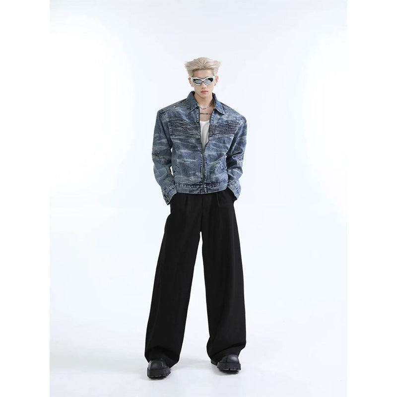 Men's Three-dimensional Split Washed Vintage Denim Jacket