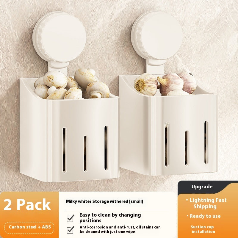 Onion, Ginger And Garlic Storage Box Wall-mounted Suction Cup Storage Rack