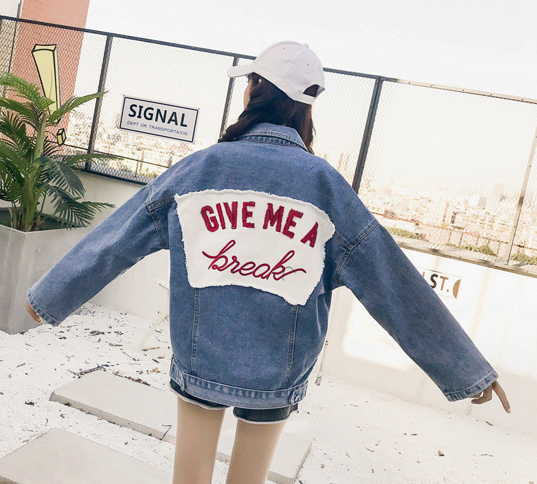 Retro All-match Loose Patch Denim Jacket
