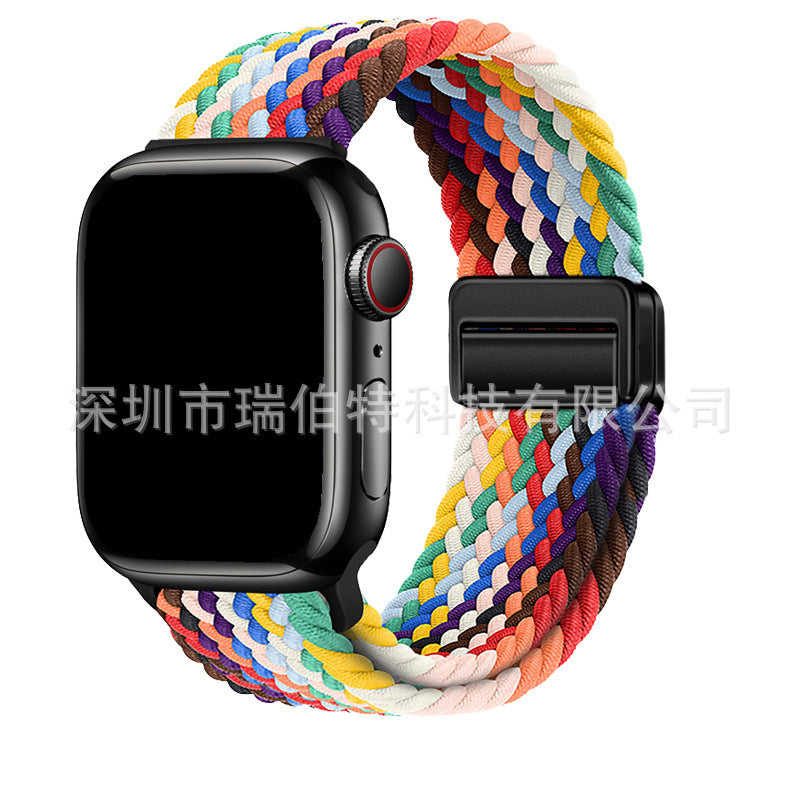 Metal Magnetic Buckle Nylon Braided Stretch Strap