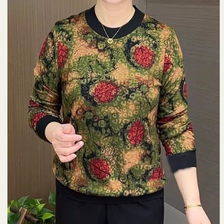Loose Slimming Fashionable All-match Round Neck Long Sleeve Knitted Top