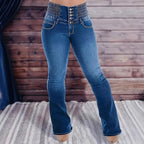 Women's Stretch Button Denim Pants