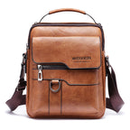 Popular Men's Messenger Bag One Shoulder Retro Business Backpack PU Leather Flaps Crossbody Bags Business Flap Male Solid Travel Bag