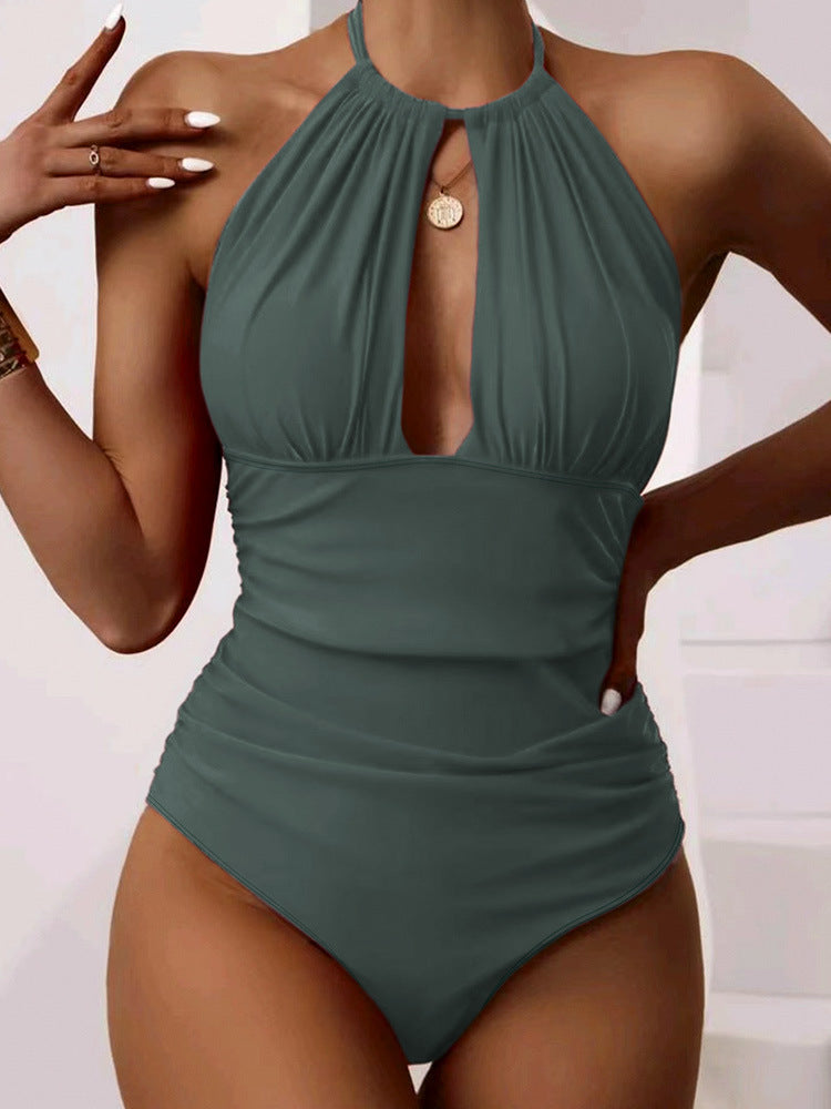 New One-piece Halter Hot Spring Swimming Swimsuit For Women