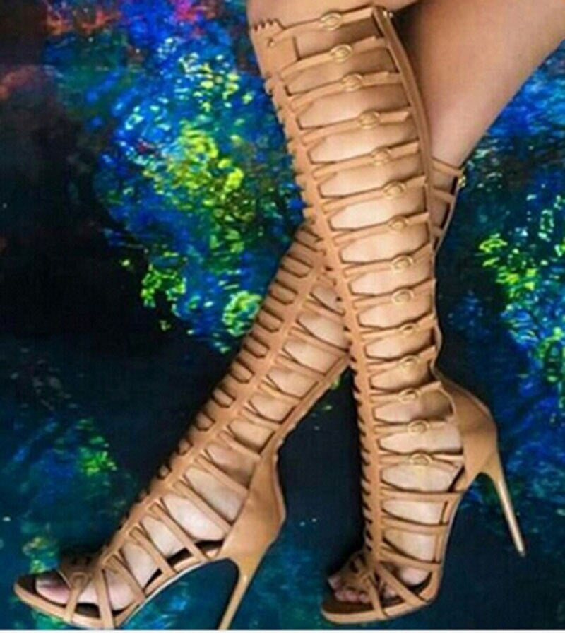 Ins Fashion Runway Laser Hollow Open Toe Roman Style Sandals