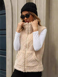 Loose Zip Diamond Lattice Coat Plush Vest